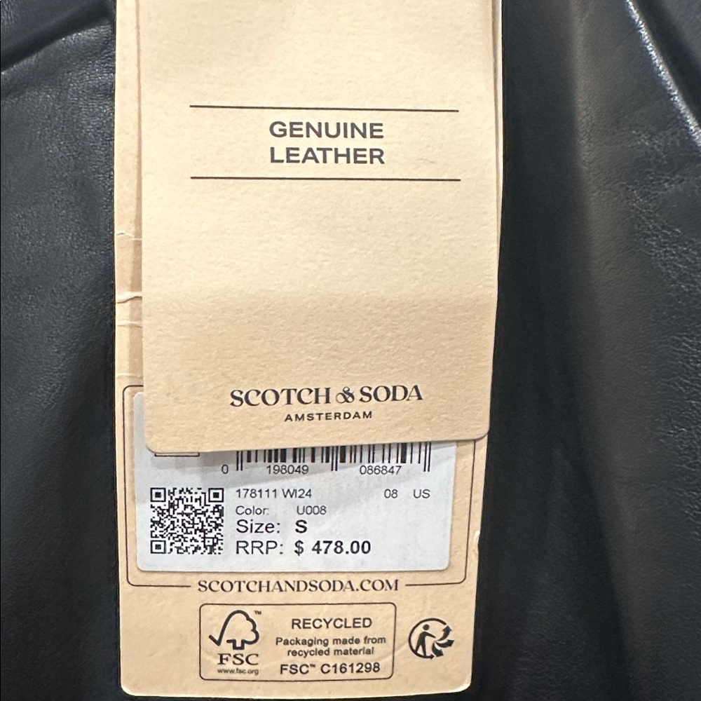 SCOTCH & SODA Leather Robyn trousers pants black size small NWT pockets - Picture 7 of 15